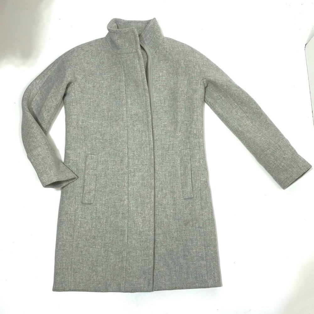J Crew Gray Stadium Cloth Wool Cocoon Zippered Coat 00
